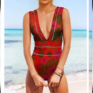 Whisper Mia One Pice Red and Black Floral Swimsuit